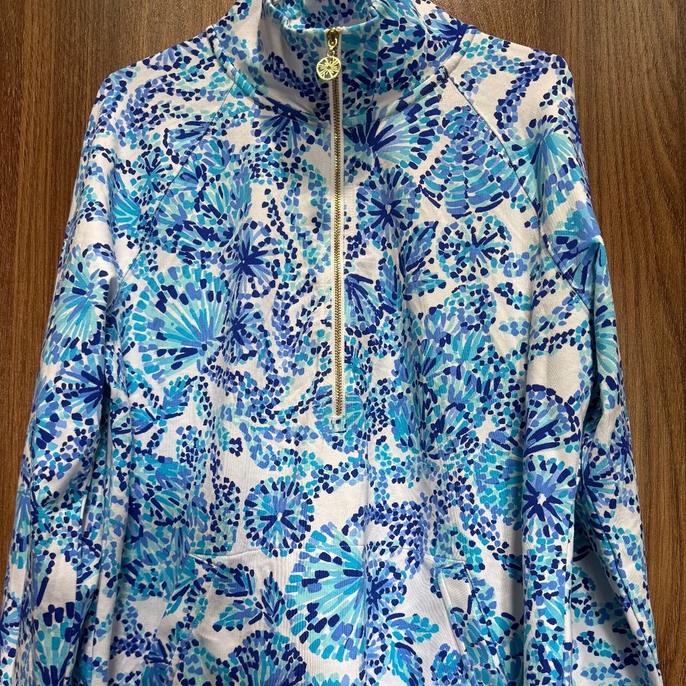 NWOT Lilly Pulitzer Skipper Popover in Turquoise Oasis Shell Me You Love Me